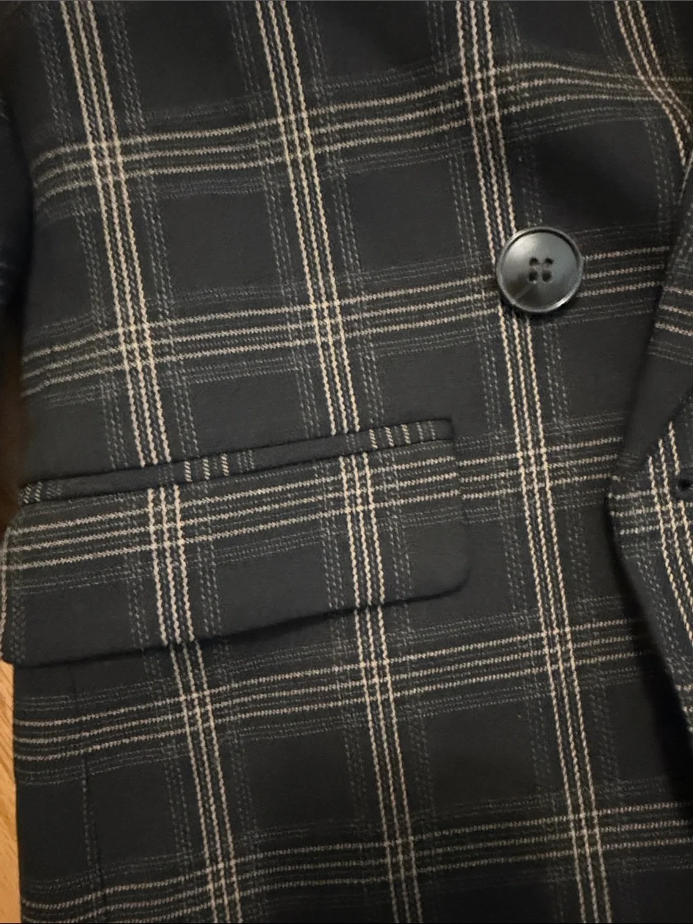 Madewell Blue & Gray Plaid Double-Breasted Blazer